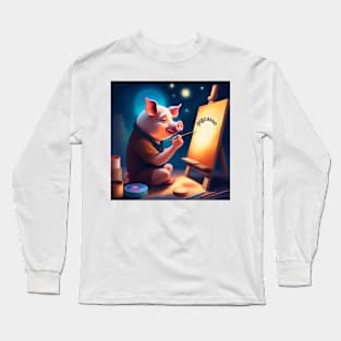 pigcasso legendary pig painter Long Sleeve T-Shirt